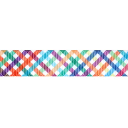Michaels, 5/8'' x 7 yd. Rainbow Plaid Ribbon by Celebrate It® – Category: Decorative Ribbon
